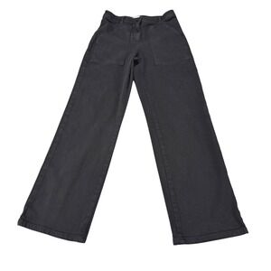 Aritzia Wilfred Free Black Wide Leg Utility Pants High Rise Patch Pocket Size 0